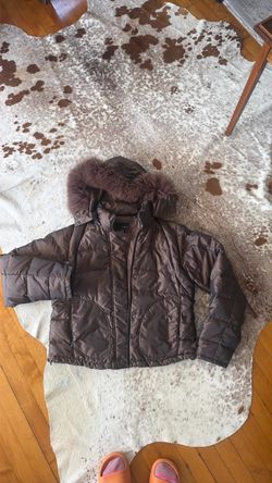 Brown Puffer Jacket with Fur Hood