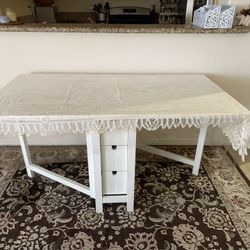 Folding White Wood Table