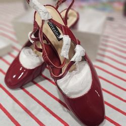  Women's Mary Jane Shoes Slingbacks Block Heels for Women Square Toe Double Ankle Strap Pumps
