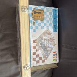 Folding Chess Game Set Wooden Brand New 