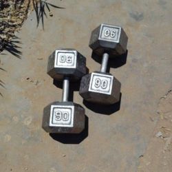 90lbs Hex Dumbbells 