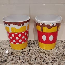 Disney Parks Mickey Mouse + Minnie Mouse Cups / Planter / Flower Pot - Set of 2 - New