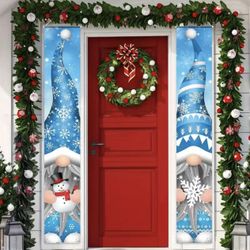 1 Pair/2pcs, Winter Gnome Door Curtain Hanging Banner Porch Hanging, Home Decor, Outdoor Decor, Yard