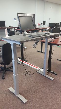 Gray Electronic Sit-Stand Desk 48"×24"