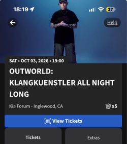 SAT • OCT 03, 2026 • 19:00 OUTWORLD: KLANGKUENSTLER ALL NIGHT LONG Kia Forum - Inglewood, CA )