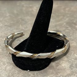 925 Sterling Silver And 12k Gold Cuff Bracelet 