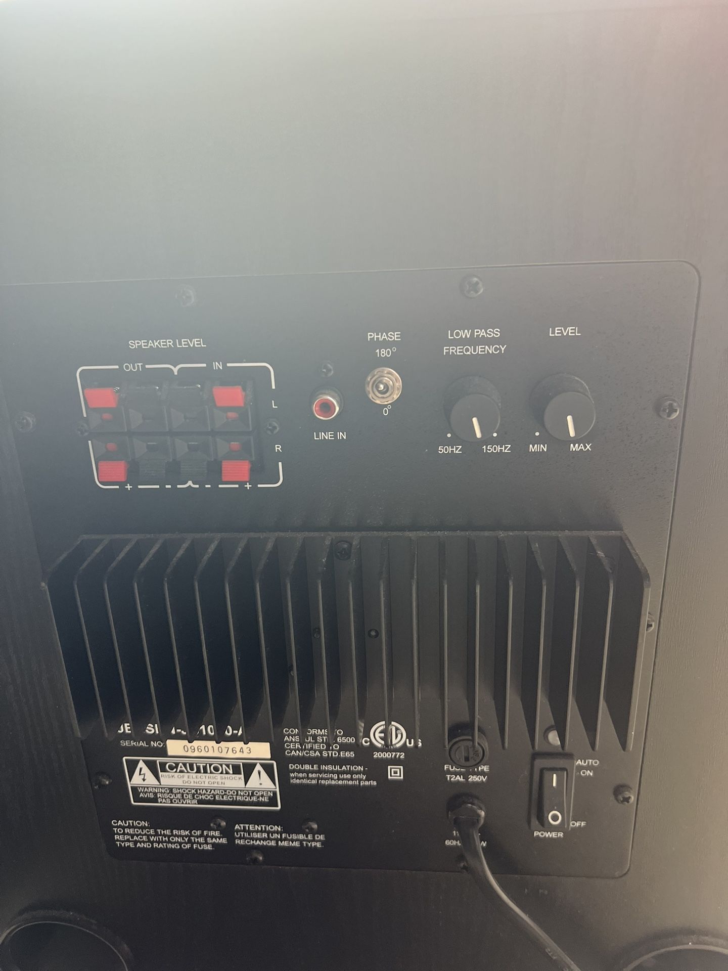 Jensen Surround Sound Subwoower