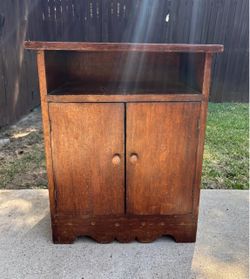 Vintage Solid Wood Side Table Cabinet with Doors