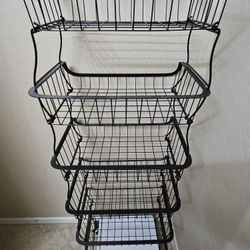 5 Tier Basket Stand, Storage Xtra Space Large Vegetable Basket Store w/Wheels