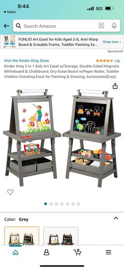  Kinder King 3 in 1 Kids Art Easel w/Storage, Double