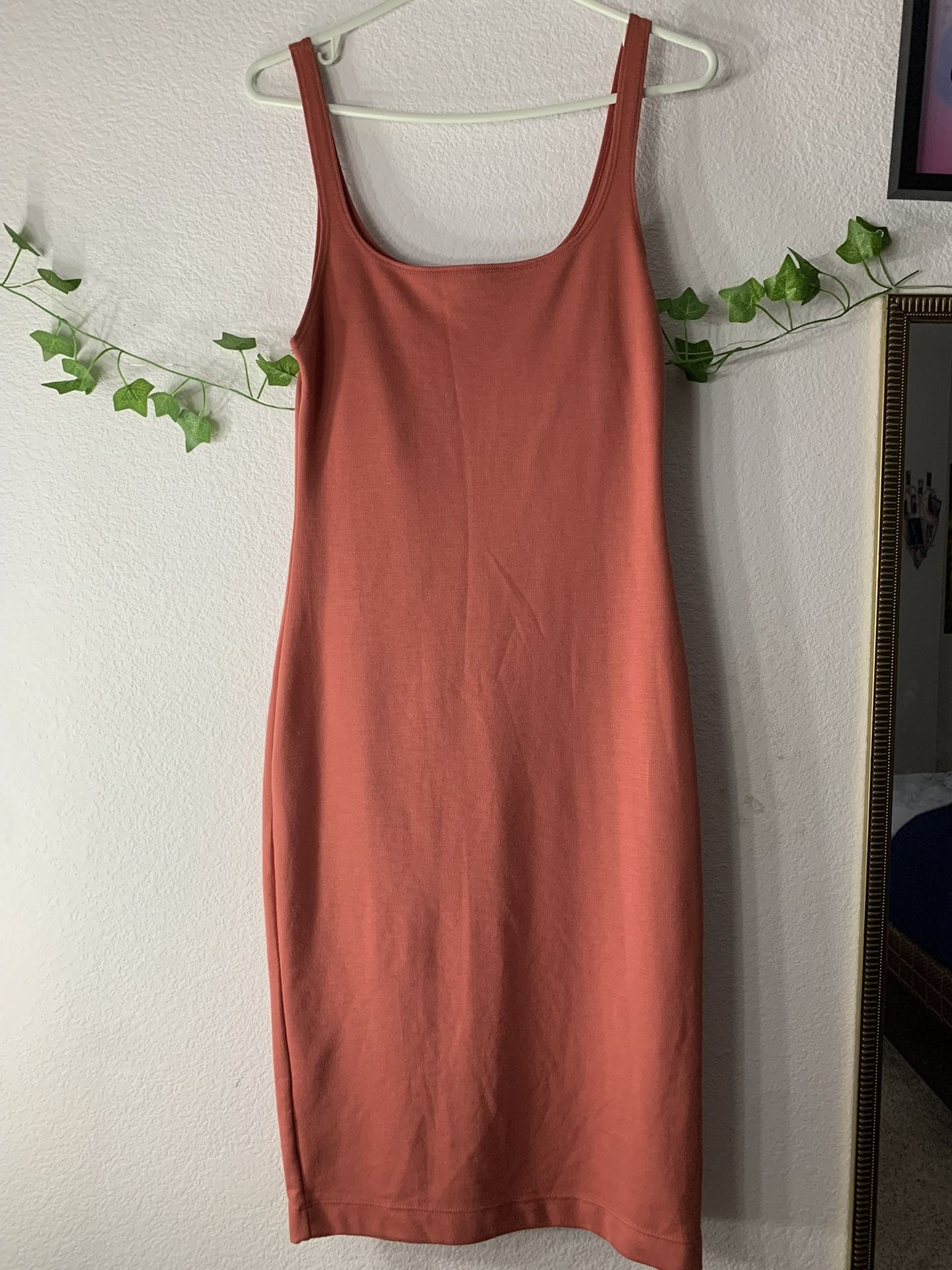 ZARA Orange Midi Bodycon Dress (Size: Medium)