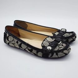 Coach Hellen Black Patent & Gray Signature C Loafer Flats Size 7.5 B