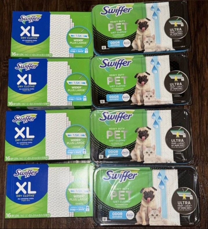 New Swiffer Xl 16 Dry Cloth Or 20 Swiffer Wet Cloths