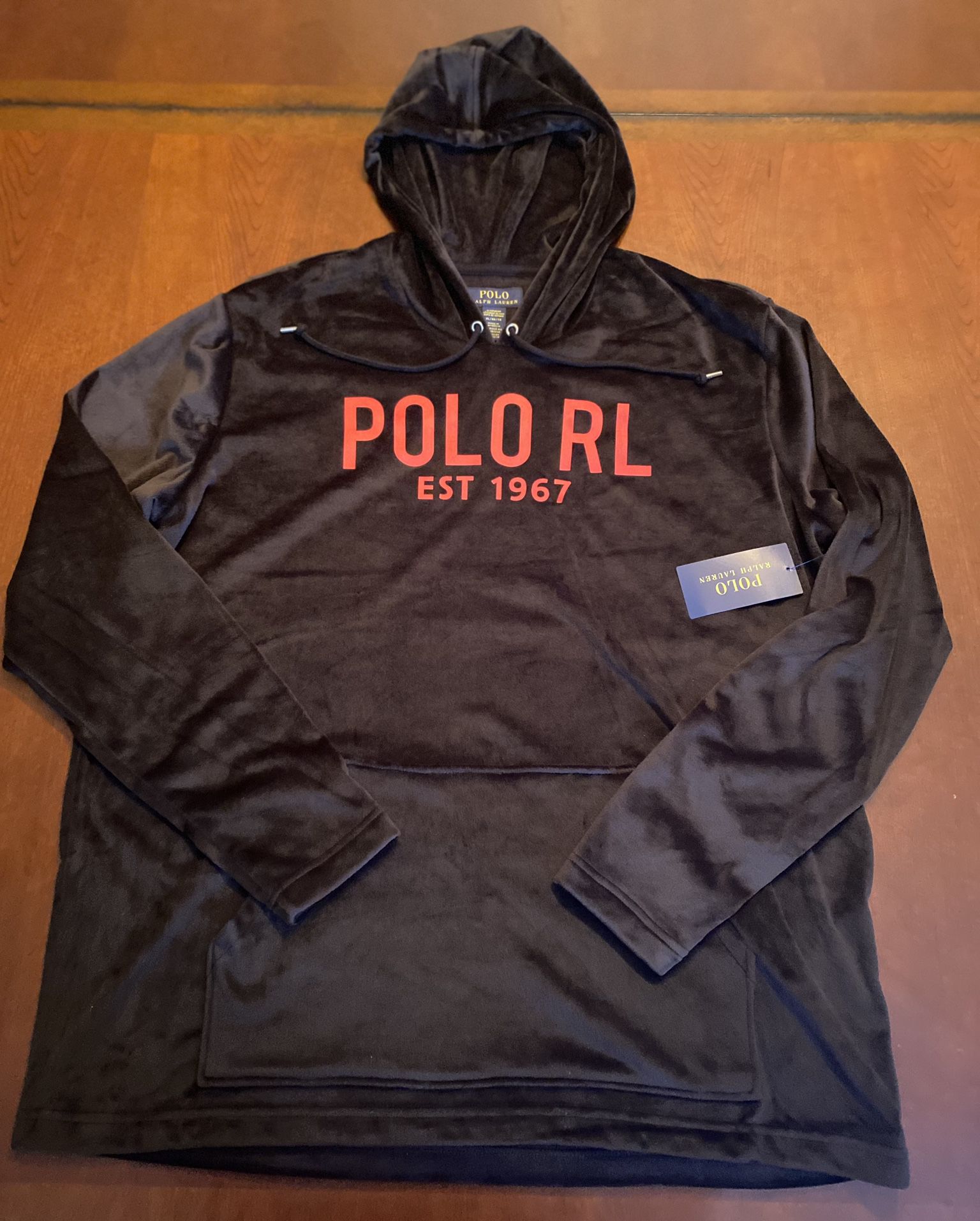 Brand New Polo Ralph Lauren Sleepwear Velour Pull Over Hoodie Mens Size XL