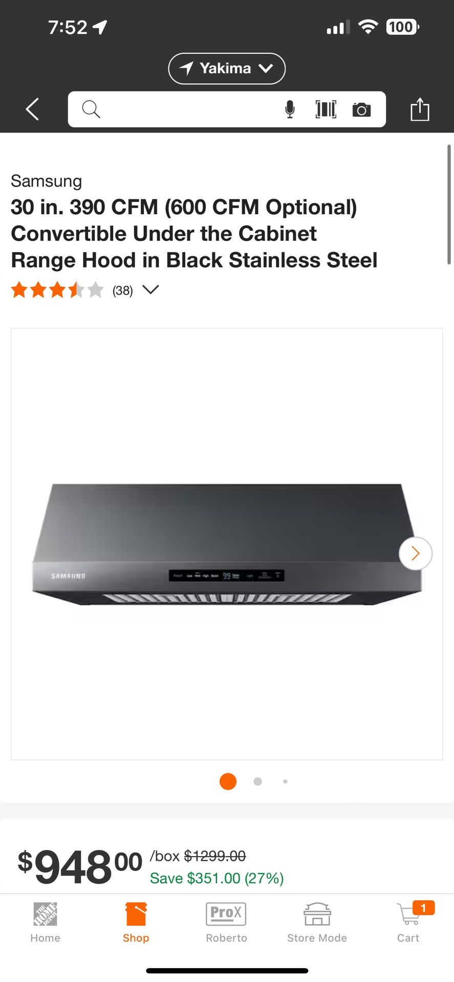 Samsung under the cabinet range hood