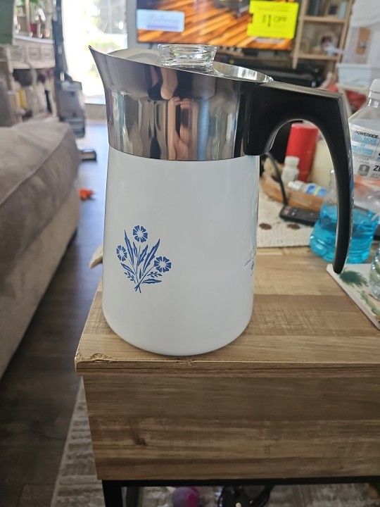 Vintage Corning 6 Cup Stove Top Coffee Pot Without Percolator