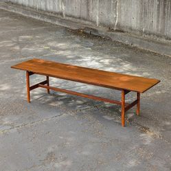 Danish Mid-Century Floating Top Walnut Coffee Table / Bench