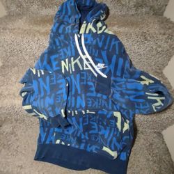 Size Small Blue Nike Logo Front Pocket Hoodie