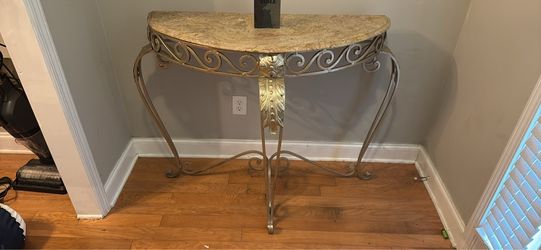 REAL Marble Top Demilune Console Table