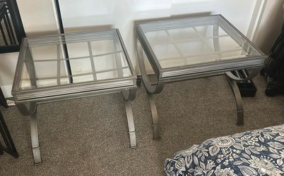 Glass top metal frame end tables