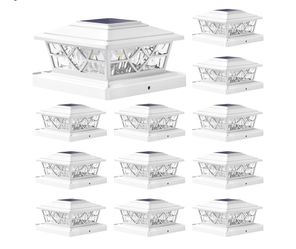 Solar lights for outdoor poles, pack of 12, 2 LED modes, solar lights for platform posts and fence for 3.5 x 3.5, 4 x 4, 5 x 5, 5.5 x 5.5 inches, for 