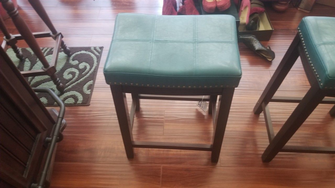 Leather Turquoise Stools with gold studs