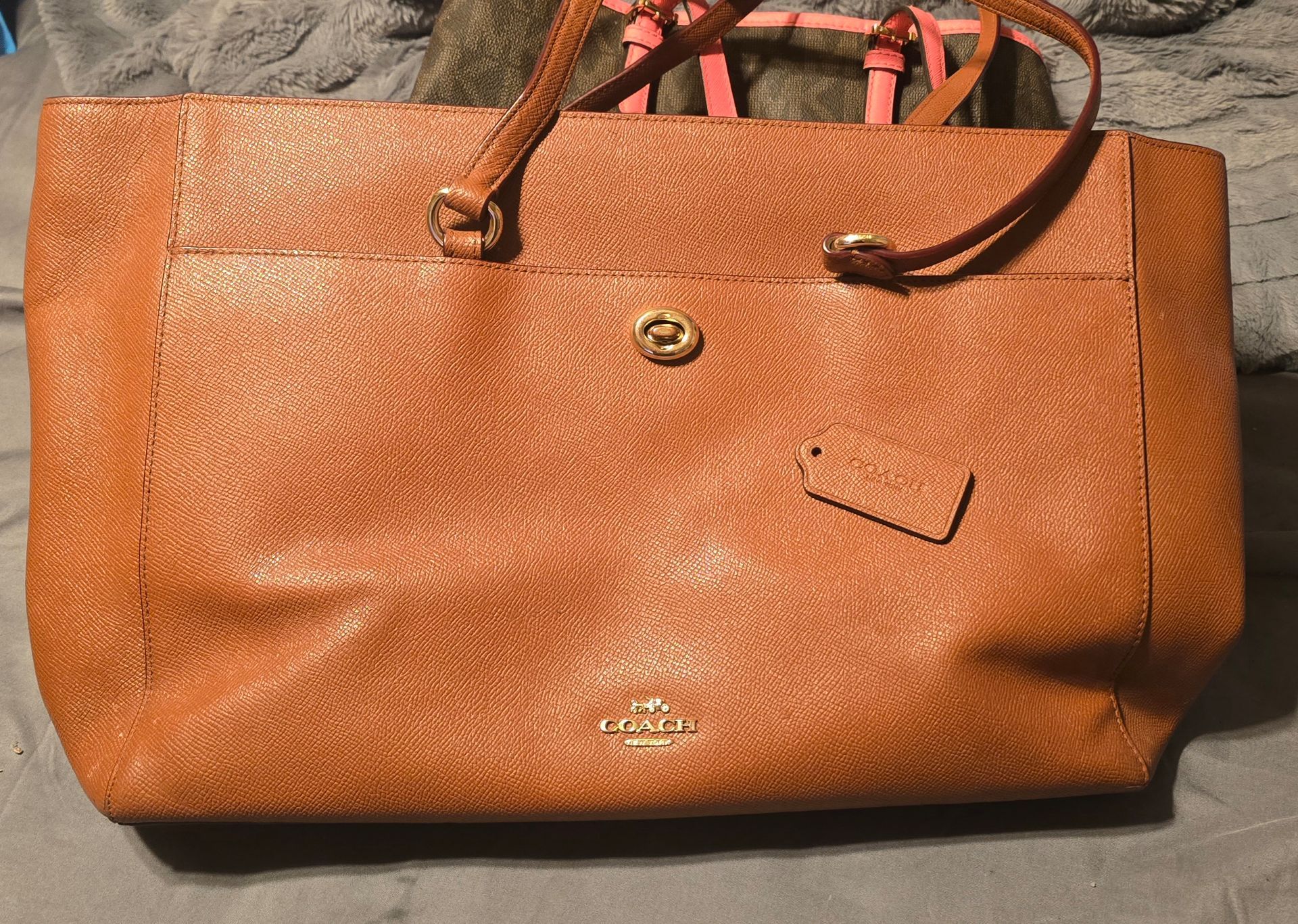 Coach Oxblood Cross-Grain Leather Folio Tote