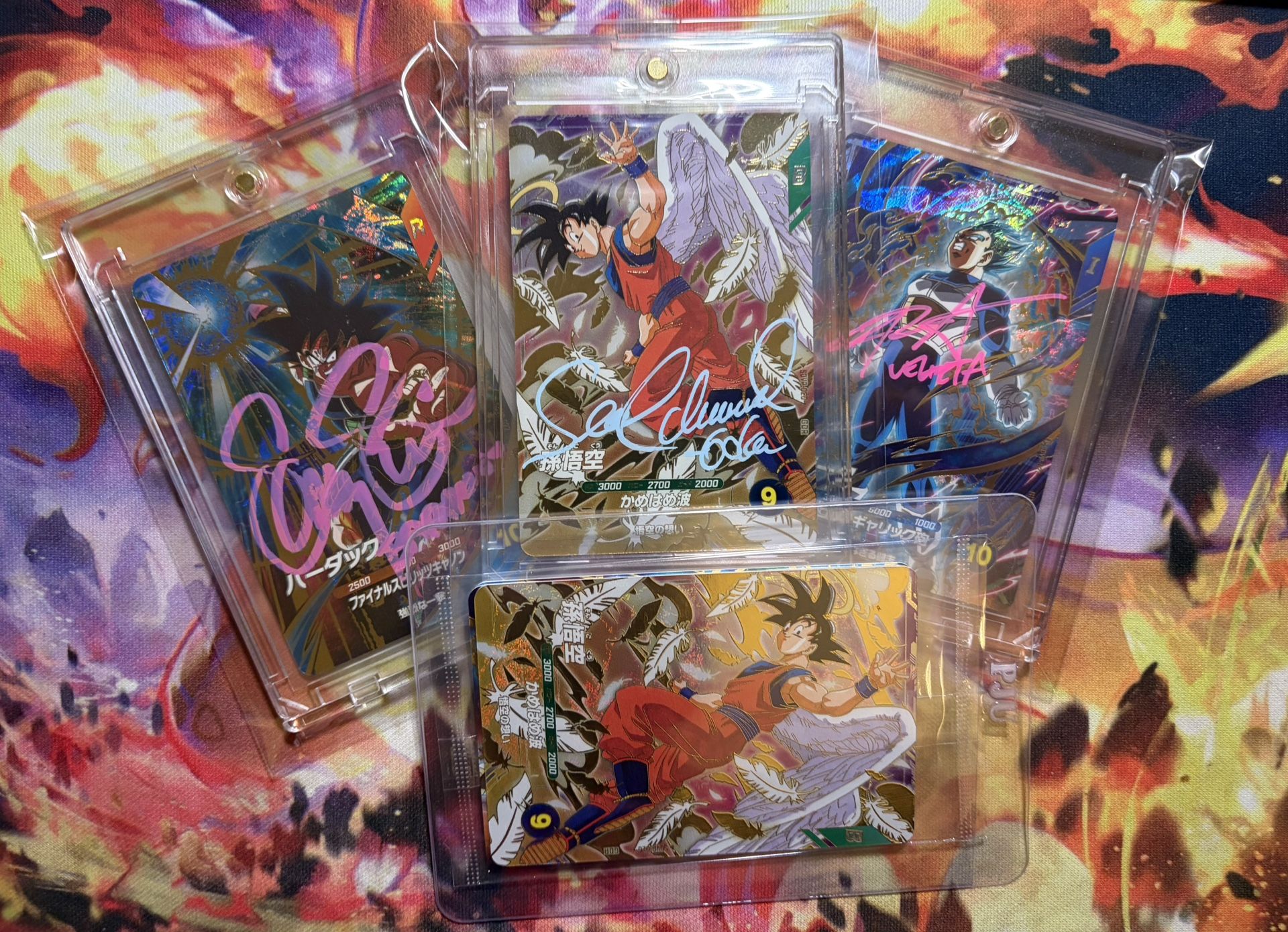 Dragon Ball Autograph Lot – Goku, Vegeta & Bardock Signed Cards (Raw)