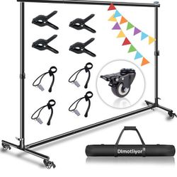 7ft Backdrop Stand, with Wheels, Adjustable Heavy-Duty Backdrop Stand, Banner Background Stand, Backdrop Support System for Parties Photo Photography
