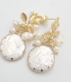 Pearl Earrings with 18k Gold Life Tree, 925 Sterling Needle & Baroque Pearl Drop Earrings for Women