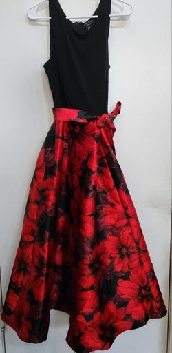 Alexa B. 18W Black Red Floral Sleeveless Dress