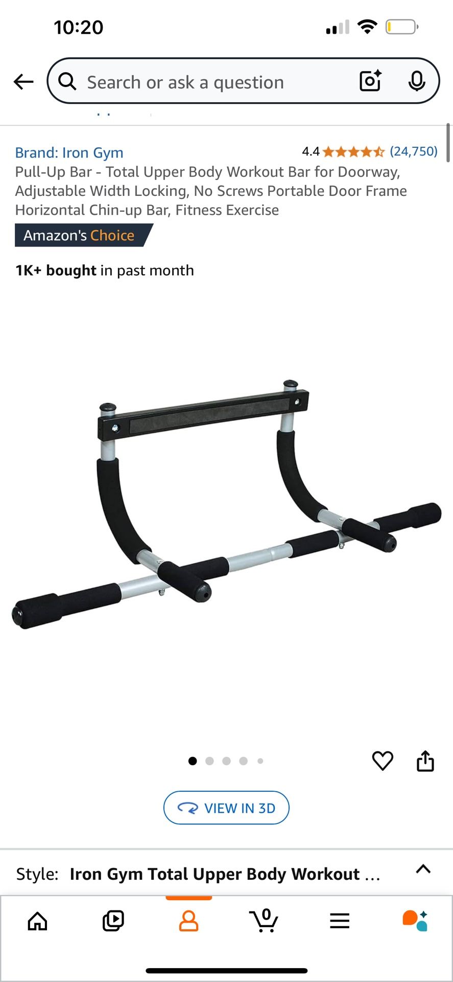 Pull up bar for doorway