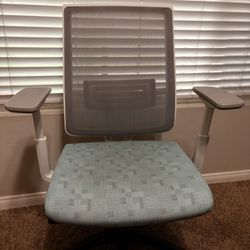 Steelcase Series 1 Ergonomic Office Chair - White/Blue - 4D Arms