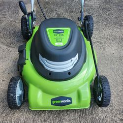GREEN WORKS 18 INCH 12 AMP ELECTRIC CORDED MOWER MULCH OR SIDE DISCHARGE LIKE NEW CONDITION VERY LIGHTWEIGHT EASY TO USE 