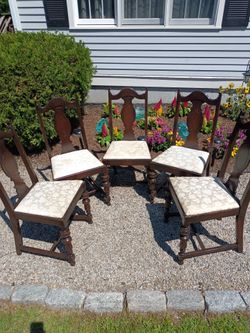 Set of 5 Vintage Wood Dining Chairs