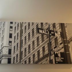 wall26 - 3 Piece Canvas Wall Art - Sign on Wall Street in New York City