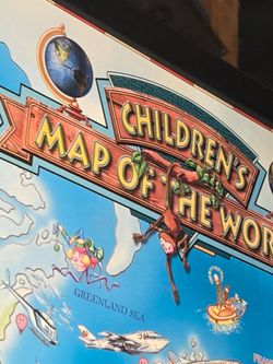 kids room wall decor or School room decor fun map