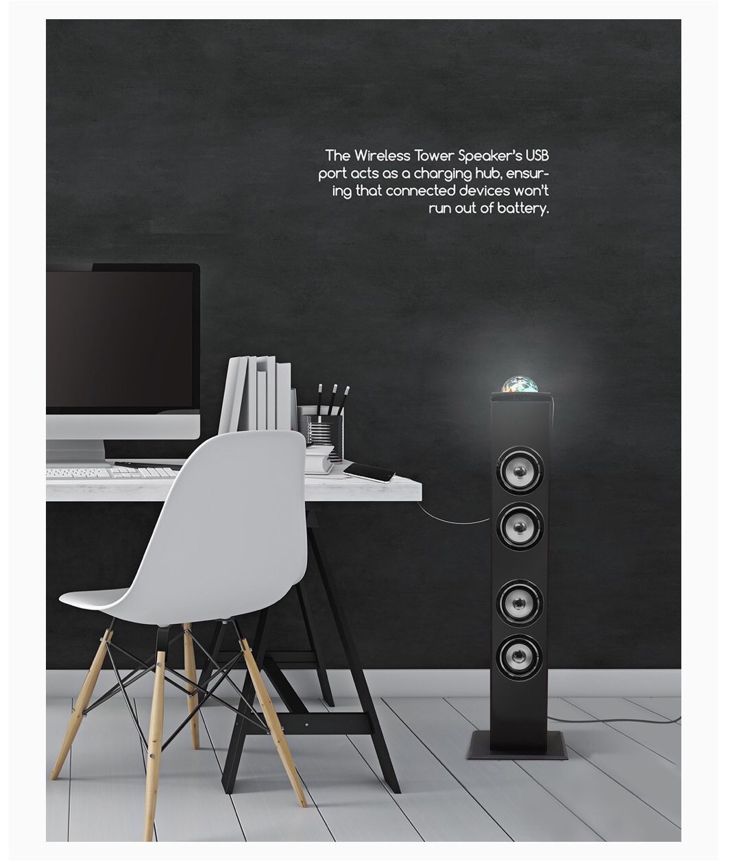 Polaroid Disco Ball Bluetooth Tower Speaker; 40" w/ FM Radio for Sale