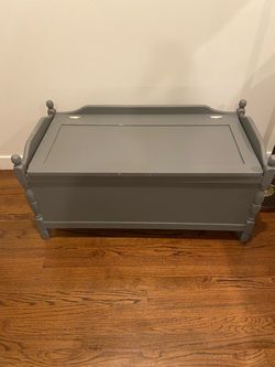 Gray Painted Wooden Storage Chest Bench
