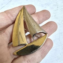 Silver And Gold Tone Sailboat Pin 