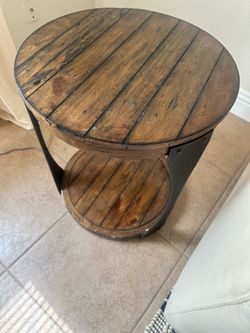 End table wood barrel style