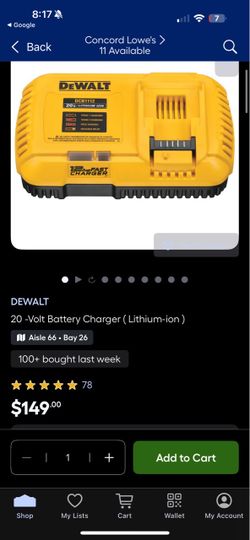 DeWalt DCB1112 20V Lithium-Ion Fast Charger