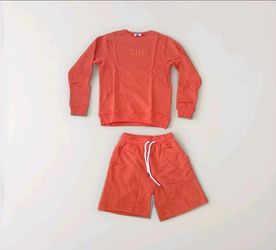 New Men's Orange Sweatshirt & Shorts Tracksuit Set Casual Lounge Outfit S-XL
