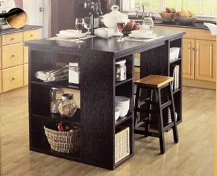 Counter Height Kitchen Island Craft Room Sewing Table Dark Wood Project game room Cabinet She Shed Dream Box Graphic Artist Podcaster