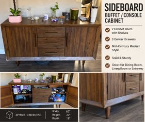 Mid-Century Modern Wood Sideboard Buffet Cabinet