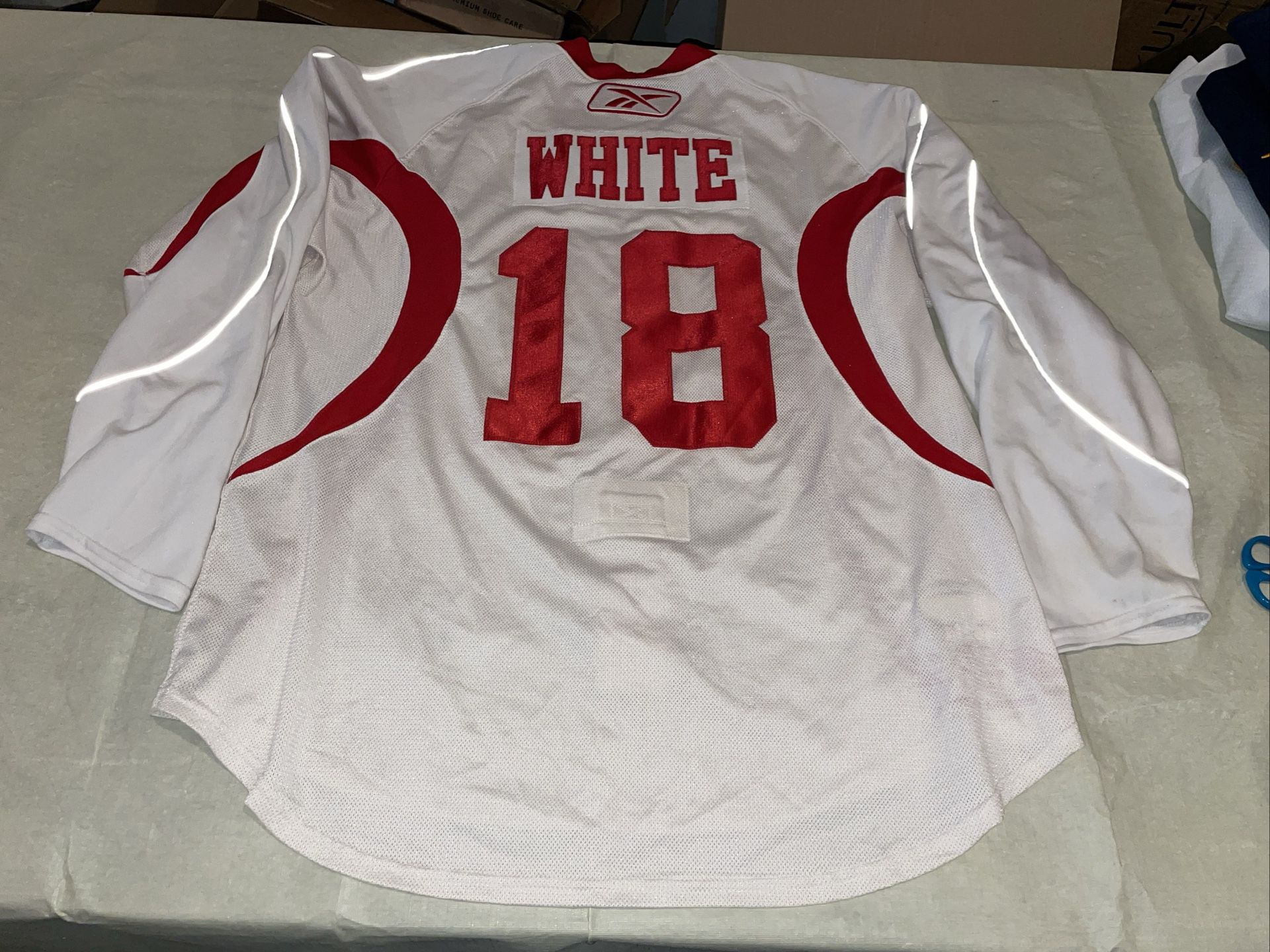 Authentic Reebok Detroit Red Wings Ian White Jersey Training Camp Used Mens 56
