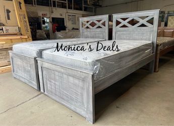 2 Twin Solid Wood Beds With Mattresses $840