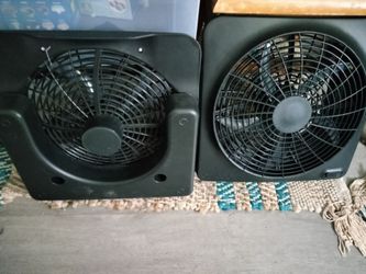 Two Black Box Fans. Good for camping. Portable. Battery operated. Takes D batteries. Will take $30 for both..