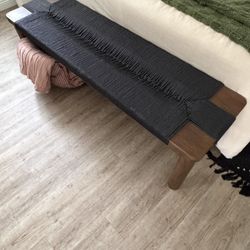 West Elm Mahogany Woven Rope Bench
