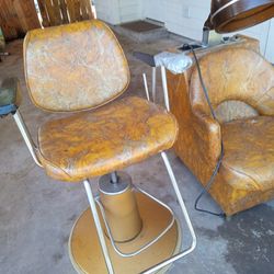Antique Barber Chair And Matching Hair Dryer 